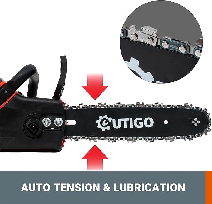 Cordless Electric Chainsaw, 1000W Brushless Chainsaw 12-Inch with 2×21V Batteries, 2 Replacement Chains & 1 Guide Bars & Charger, Bettery Electric Suit for Wood Cutting Trimming Branch