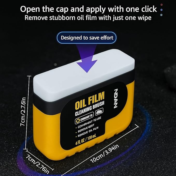 Car Windshield Oil Film Remover, Glass Cleaning Brush, Rain and Fog Prevention, 4 FL OZ (1)