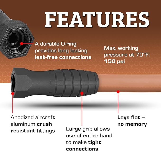 Flexzilla Colors SwivelGrip Garden Hose 5/8 in. x 100 ft., Lightweight All-Weather Water Hose, Durable and Flexible, Leak-Free Connections, Red Clay