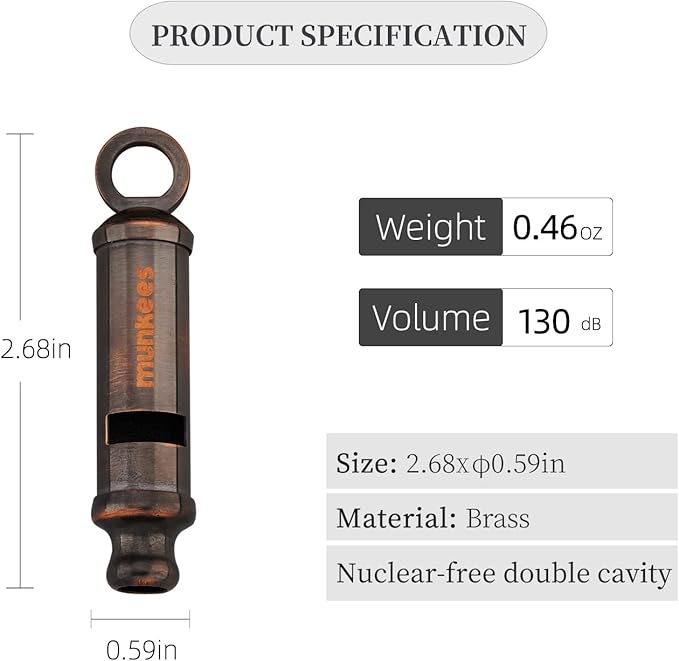 munkees 2-Channel high pitched Whistle, for Coaches and Referees, Outdoor Rescue, Retro Modeling and high Volume Outdoor Equipment
