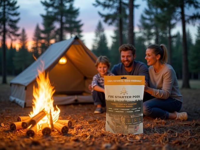 Quick to Light Wax Fire Starters Camping | 15+ Min Burn time, Fire Starters for Campfires (Pack of 50)