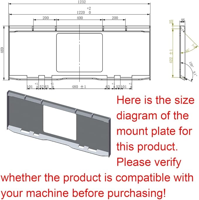 72 Inches Skid Steer Hydraulic Heavy Duty Brush Mower Cutter, Fit Universal Mount Plate, USA Stock