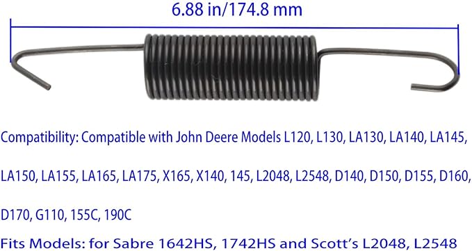 GX21582 Deck Belt Tension Spring GX20377 Compatible with John Deere L120 L130 X140 D160 D170 145 D140 D150 LA145 LA150 (2 pcs)