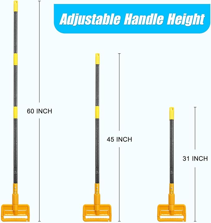 YeYeBest Mop Handle Commercial Heavy Duty - 60 inch Metal Commercial Mop Stick, Adjustable for Industrial & Household Floor Cleaning, 1Pack