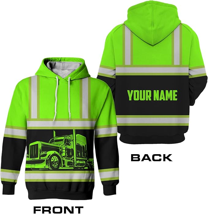 Matedecor High Visibility Hi Vis Hoodie for Men - Jobs Collection Custom Name Class 3 Reflective Safety Workwear