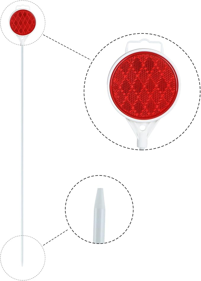Driveway Markers, Reflectors for Driveway Entrance, Snow Plow Markers 2-way reflector 43 Inch White Fiberglass Rod,Snow Markers for Driveway (Pack of 8)