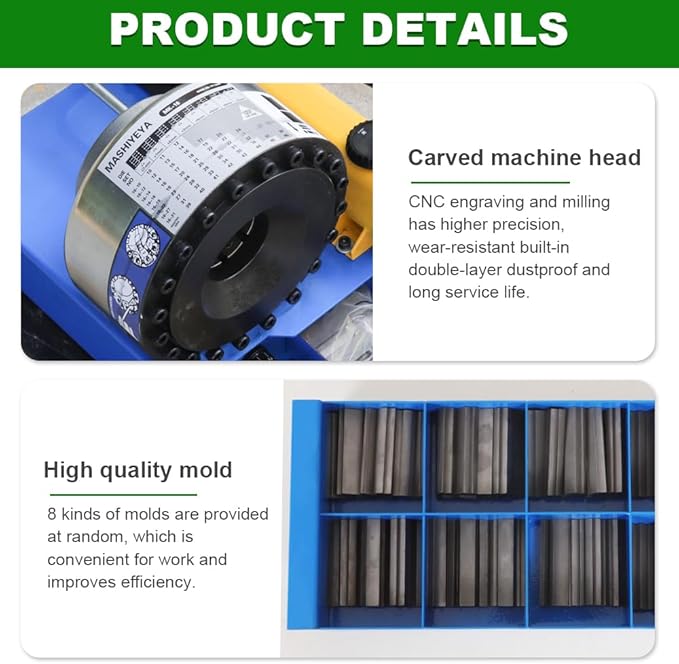 Hose Crimper with 8 Sets of Dies High Pressure Hydraulic Hose Crimping Handheld Hydraulic Hose Crimping Tool (Hose Crimper)