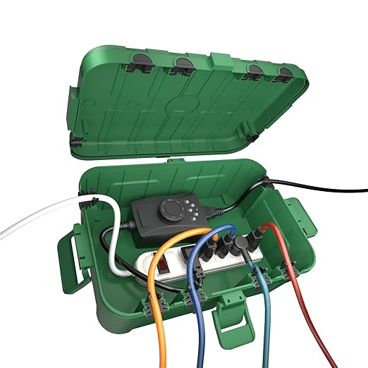 Flemoon IP54 Waterproof Electrical Box, Outdoor Plug Cover Weatherproof, for Outdoor Outlet, Timer, Extension Cord, Power Strip, String Light, Green