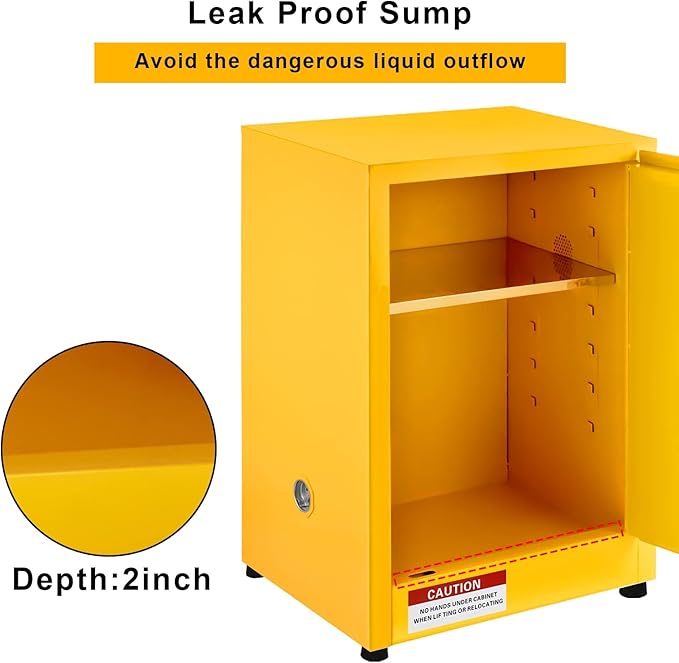 Flammable Cabinet 17" x 17" x 22", Galvanized Steel Safety Cabinet, Adjustable Shelf Flammable Storage Cabinet, for Commercial Industrial and Home Use