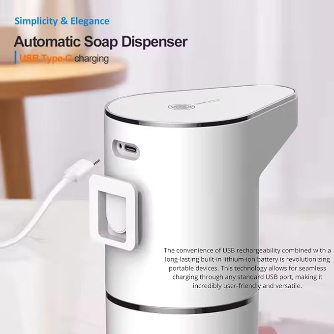 Automatic Foaming Soap Dispenser,3-Level Adjustable Foam, Wall Mount Dispenser,USB Rechargeable,11.8oz/ 350ml,Touchless Hand & Dish Dispenser for Bathroom, Kitchen,Hotel, Restaurant