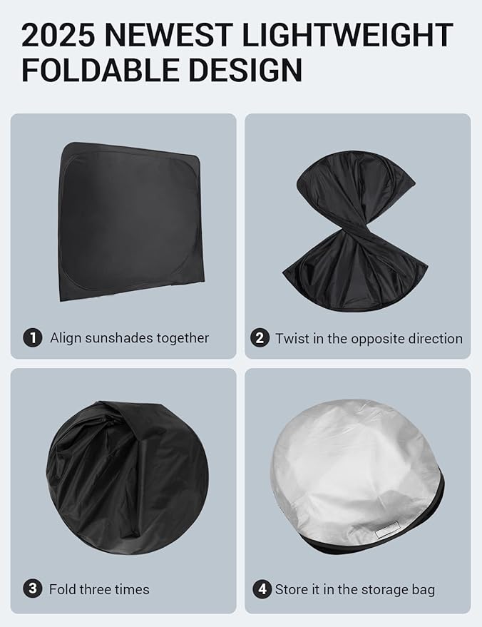Proadsy Windshield Sun Shade for Ford Fiesta 2017-2023 4-Layer Foldable Front Sunshade Protector Sun Visor Blocks UV Rays Keep Car Cooler Accessories