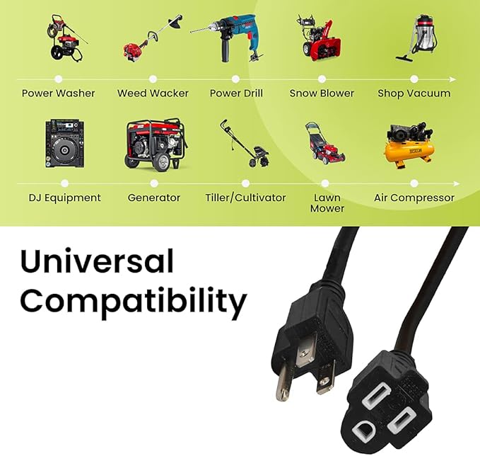 Go Green Power Inc. (GG-14025BK) 12/3 SJTW Outdoor Extension Cord, Black, 25 ft