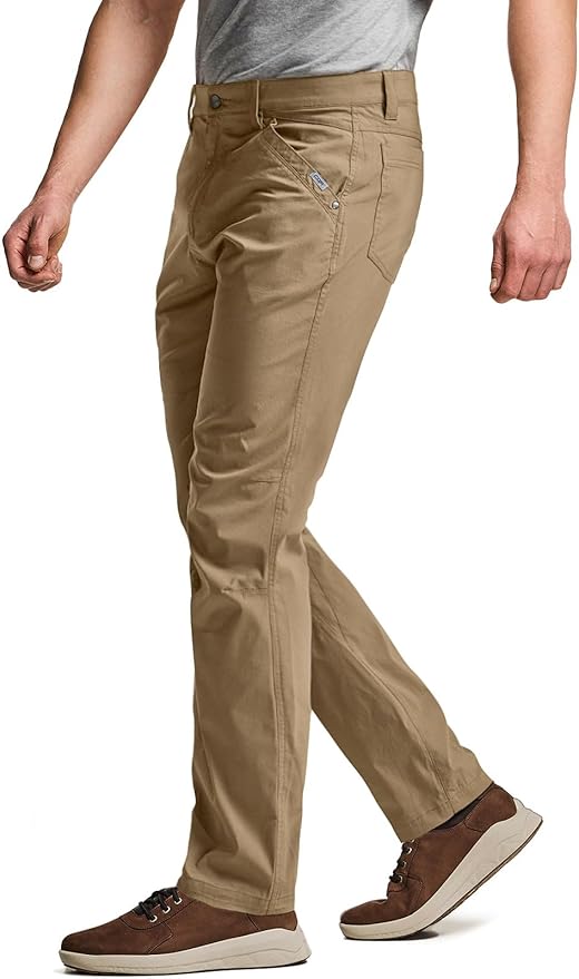 CQR Men's Vent Stretch Pants, Quick Dry Lightweight Casual Cargo Pants, Water Resistant Straight-Fit Utility Work Pants