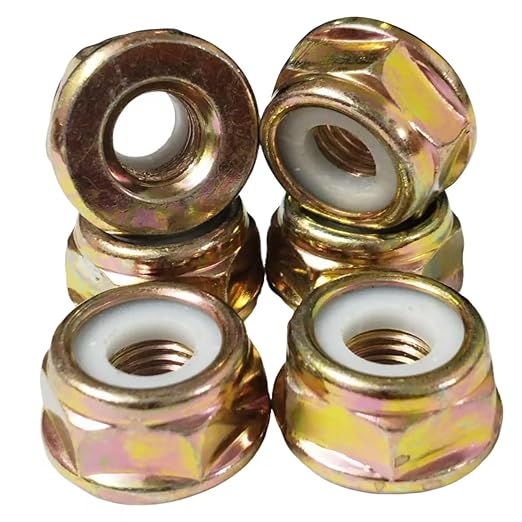 Blade nut, M10 * 1.25 Left-Hand Threaded Flange nut Replacement Part, Used for Lawn Mower Cutting Machine Trimmer Accessories（6 PCS）