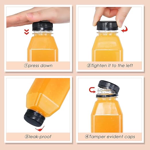 24pcs 16oz Empty Plastic Juice Bottles with Caps Reusable Food Grade Drink Bottles with Leak-Proof Tamper Evident Caps Bulk Clear Beverage Containers for Homemade Drinks Smoothie Milk