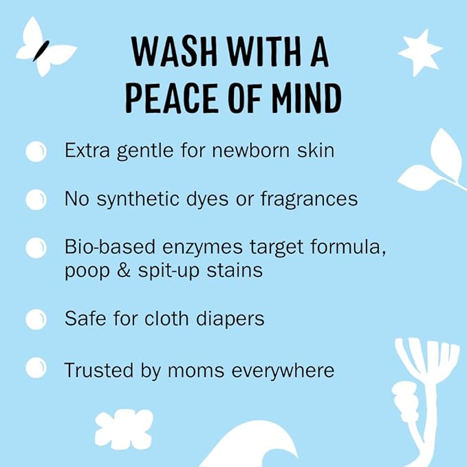 Molly's Suds Baby Liquid Laundry Detergent | Removes Formula, Poop & Spit-Up Stains | Extra Gentle for Infants, Babies, Toddlers (Fragrance Free, 200 Loads)
