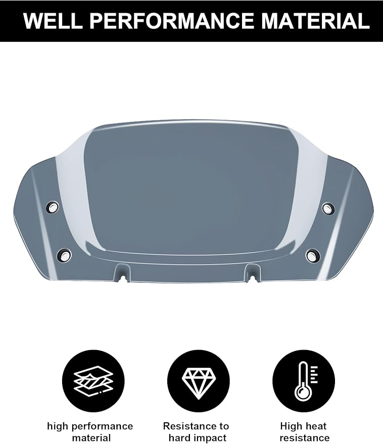 8" Wave Windshield Windscreen Wind Splitter Compatible for Harley Davidson Street Glide FLHX 2024-2025, CVO Street Glide FLHXSE 2023-25, FLHXU 2025, Smoke