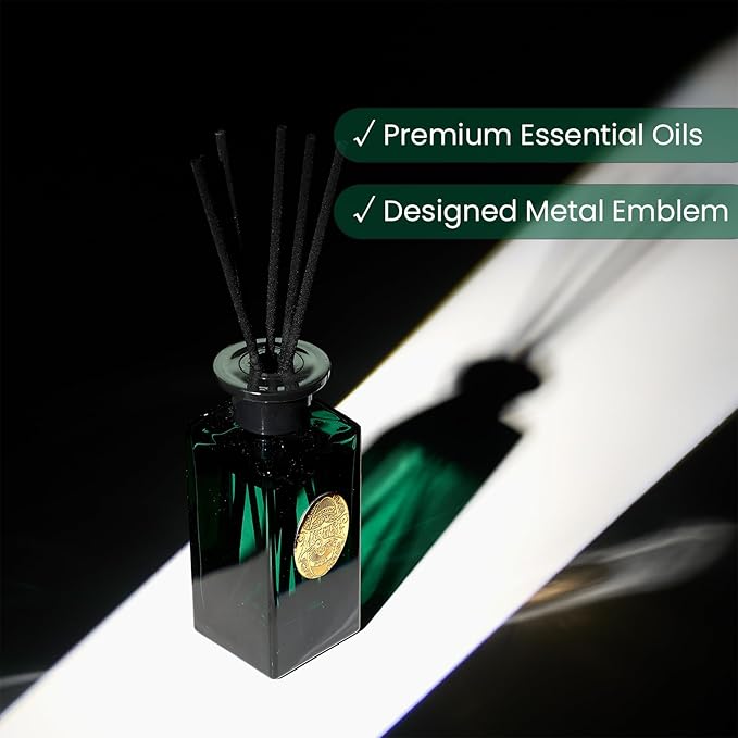 M&SENSE 6.3 oz Large Reed Diffuser Set | Evergreen Pine Scent Oil Diffuser with Sticks | Hotel Collection Non-Toxic Essential Oil |for Bedroom Bathroom Living Room