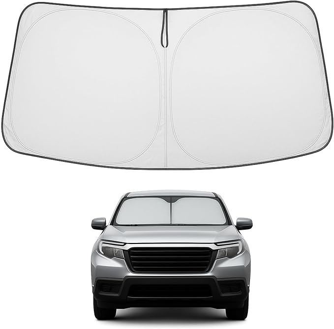 Proadsy 2025 Upgrade Windshield Sun Shade Custom Fit Honda Ridgeline 2017-2024 2025 4-Layer Foldable Front Sunshade Protector Sun Visor Blocks UV Rays Keep Car Cooler