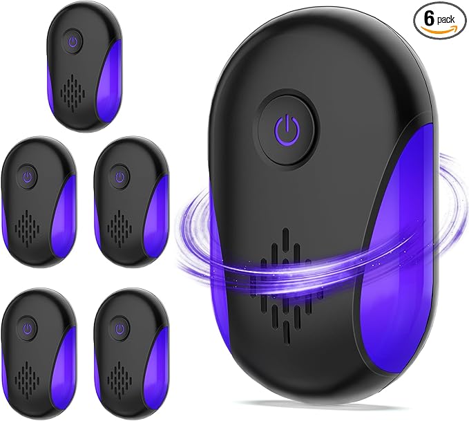 Upgraded Ultrasonic Repeller 6 Pack,Indoor Ultrasonic Repellent, Electronic Plug in Pest Control for Bugs,Mosquito,Roach, Ant, Rodent, Mouse, Spider Repellent for House, Warehouse, Garage