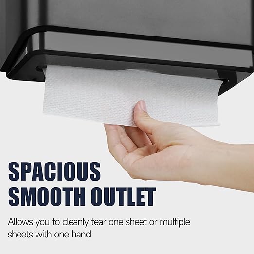 AIKE Wall Mount Paper Towel Dispenser, Fit Multifold Paper Towel Folded Size 10"x3.1" or Smaller, 200 Sheets Capacity Black Finish