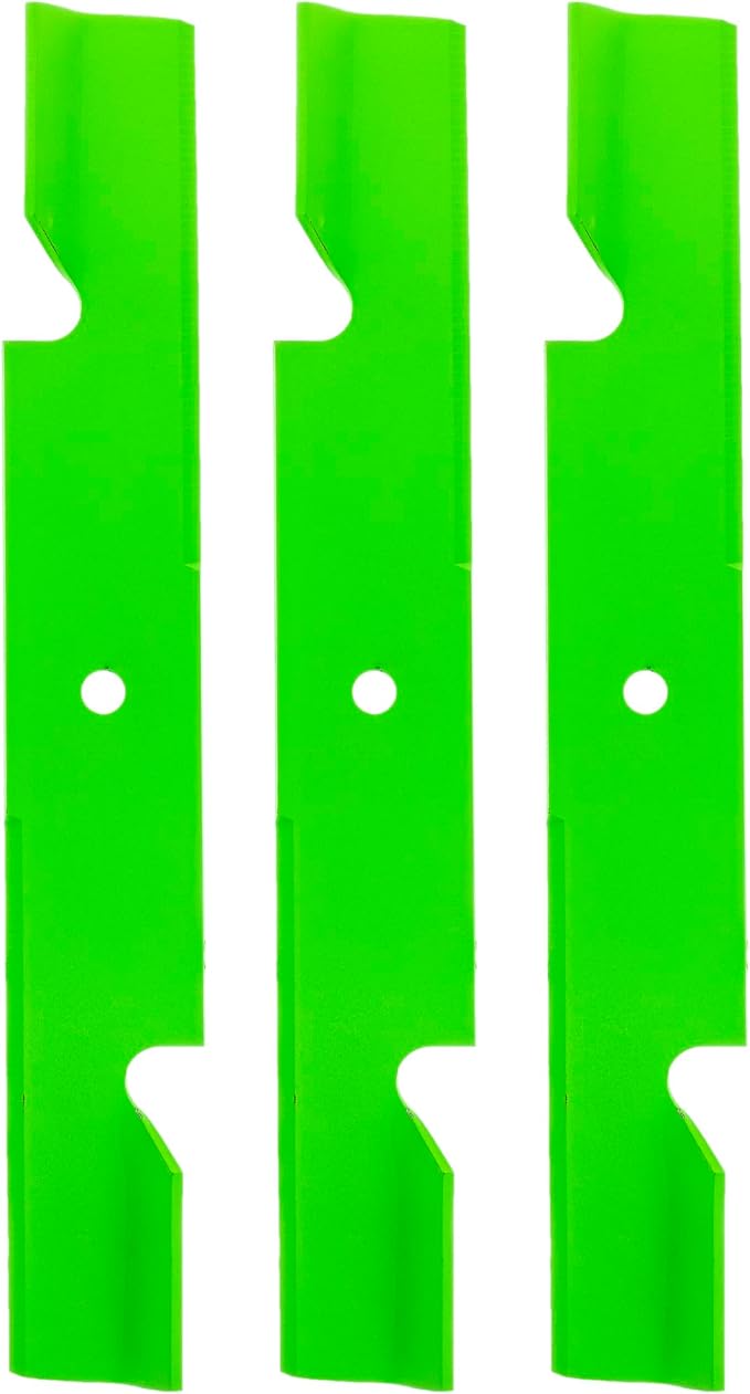 8TEN LawnRAZOR Blade for Hustler Raptor SD XD X-ONE Alpha MP 60-Inch Notched High Lift 3 Pack