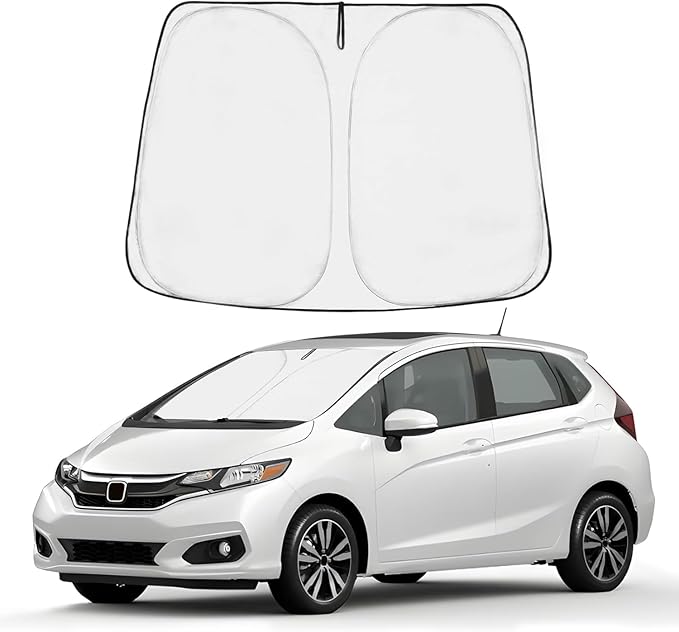 Proadsy 2025 Upgrade Windshield Sun Shade Custom Fit Honda Fit 2015-2020 4-Layer Foldable Front Sunshade Protector Sun Visor Blocks UV Rays Keep Car Cooler