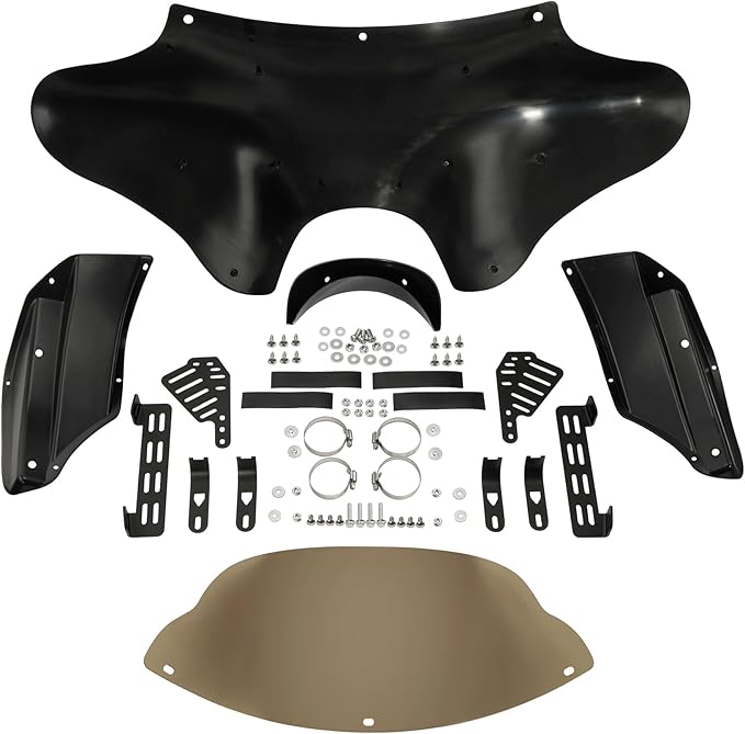 TCT-MOTORPARTS Batwing Fairing Windshield Fit For Harley Softail Deluxe Fatboy Heritage Classic Yamaha V Star 1100 650 Classic Softail Suzuki Boulevard Dyna