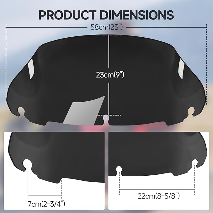 9 Inch Black Wave Windshield Windscreen Wind Splitter Compatible For 2014-2023 Fit For Harley Davidson Touring Street Glide Electra Glide Ultra Limited Tri Glide Flht Flhx Flhtk Flhtc Flhtcu