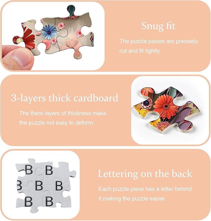 PICKFORU Hummingbird Puzzles for Adults 1000 Pieces, Flower Animal Bird Puzzle Quilling Paper Cut Art, Nature Garden Challenge Jigsaw Puzzle