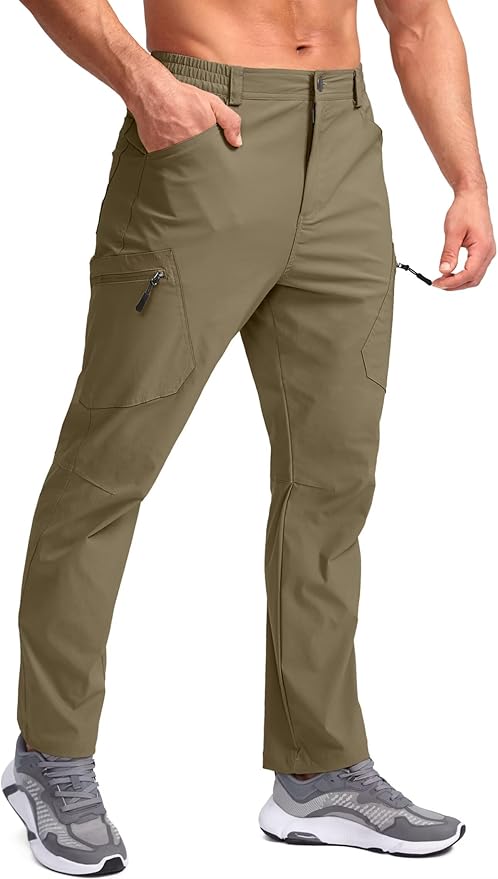 Pudolla Men's Lightweight Hiking Pants with 7 Pockets Quick Dry Water Resistant Fishing Travel Pants