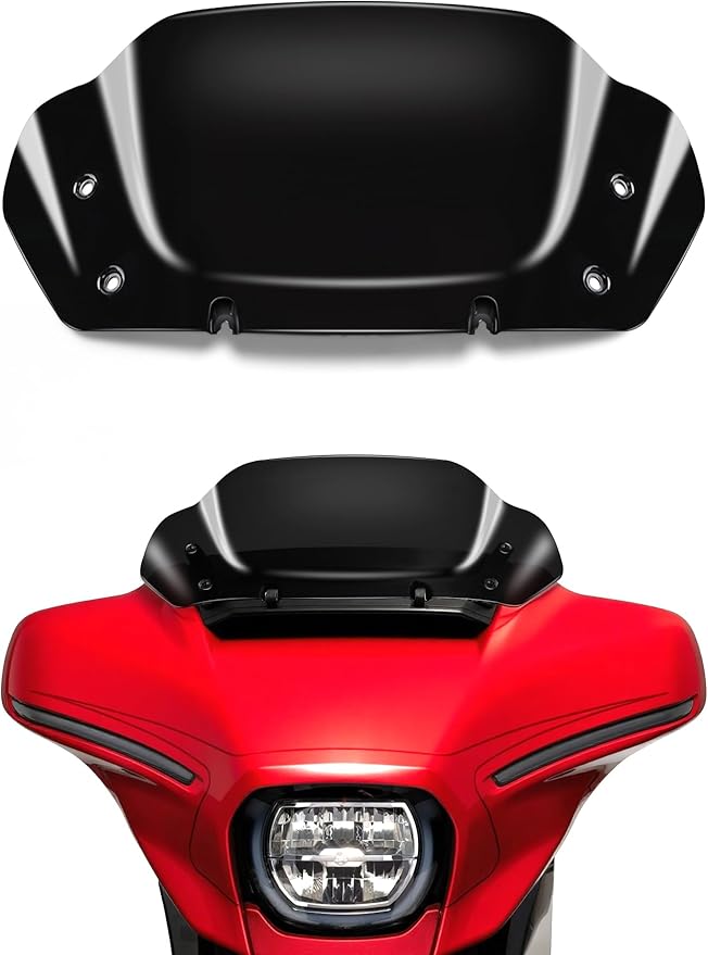 8" Wave Windshield Windscreen Wind Splitter Compatible with Harley Davidson Touring CVO Street Glide FLHXSE 2023-up,Street Glide FLHX 2024-up & FLXHU 2025-up (Black)