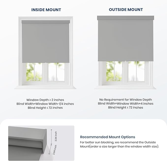 100% Blackout Roller Shades Cordless Blinds for Indoor Windows,Free-Stop Window Shades Pull Down,Thermal Insulated Fabric UV Protection,Blackout Window Guard Blinds for Home,Office,Grey,65" W x 72" H