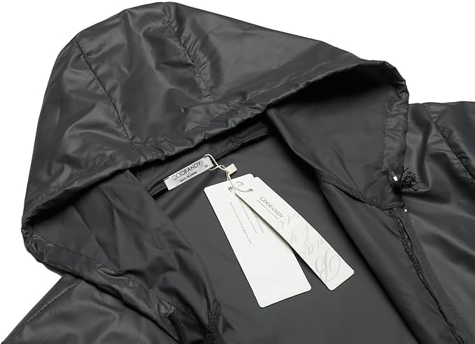COOFANDY Mens Packable Rain Jacket Lightweight Waterproof Raincoat with Hood Outdoor Rain Gear Travel Hiking Cycling