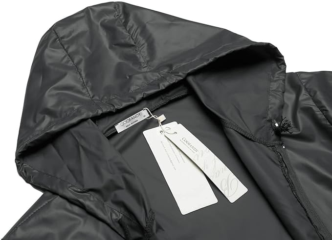 COOFANDY Mens Packable Rain Jacket Lightweight Waterproof Raincoat with Hood Outdoor Rain Gear Travel Hiking Cycling