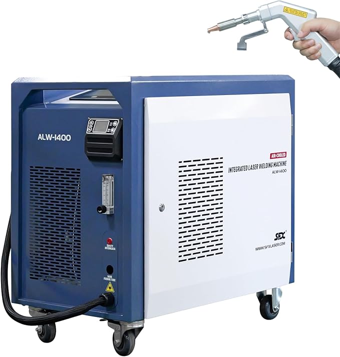 Laser Welding Machine 1400W Air Cooled Laser Welder 220V Integarated Welding Machine Self-Generates Protective Gas for Metal Stainless Steel Aluminum Copper Brass Class 1 0.39mW