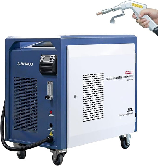 Laser Welding Machine 1400W Air Cooled Laser Welder 220V Integarated Welding Machine Self-Generates Protective Gas for Metal Stainless Steel Aluminum Copper Brass Class 1 0.39mW