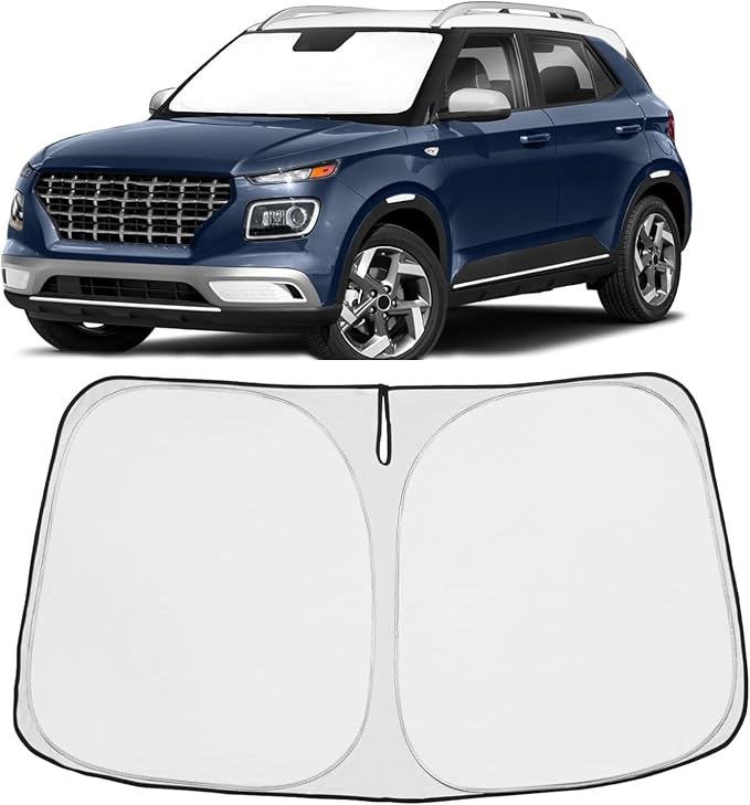 Proadsy 2025 Upgrade Windshield Sun Shade Custom Fit 2020-2023 2024 2025 Hyundai Venue Foldable Front Sunshade Protector Sun Visor Blocks UV Rays Keep Car Cooler