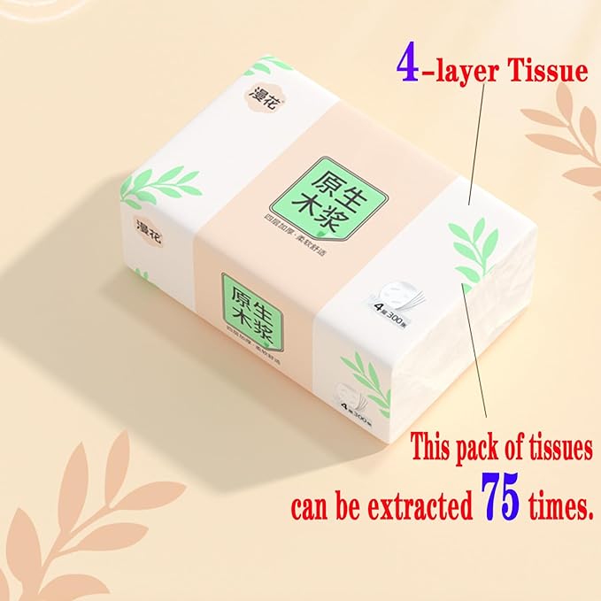 Pack of 6, Soft Small Facial Tissue, Toilet Paper, Disposable Napkin, Bag Cover NOT Box, White Facial Paper, Material Native Wood Pulp Fiber NOT COTTON, 4-Ply