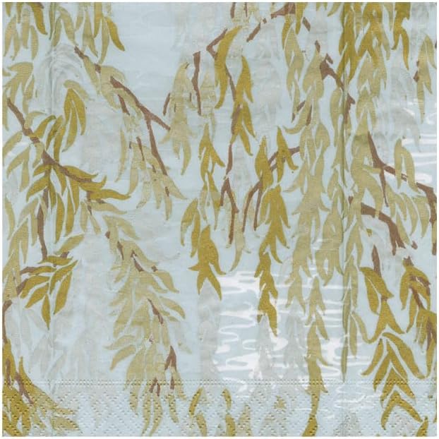 Caspari Willows Silver Cocktail Napkins - includes 12 Packs of 20 Cocktail Napkins
