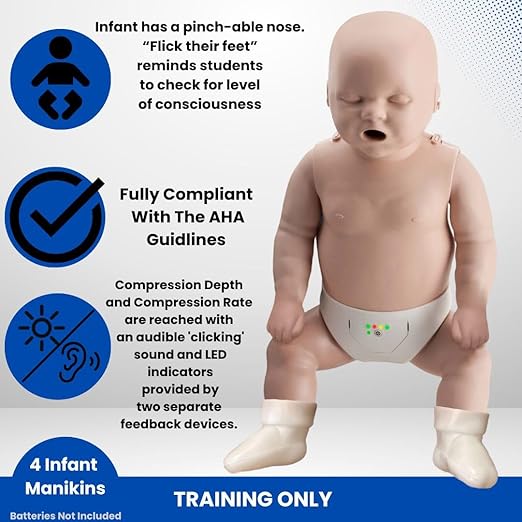 PRESTAN 1 Adult Female and 1 Infant CPR Manikin Kit with Feedback, Prestan UltraTrainer, and MCR Accessories