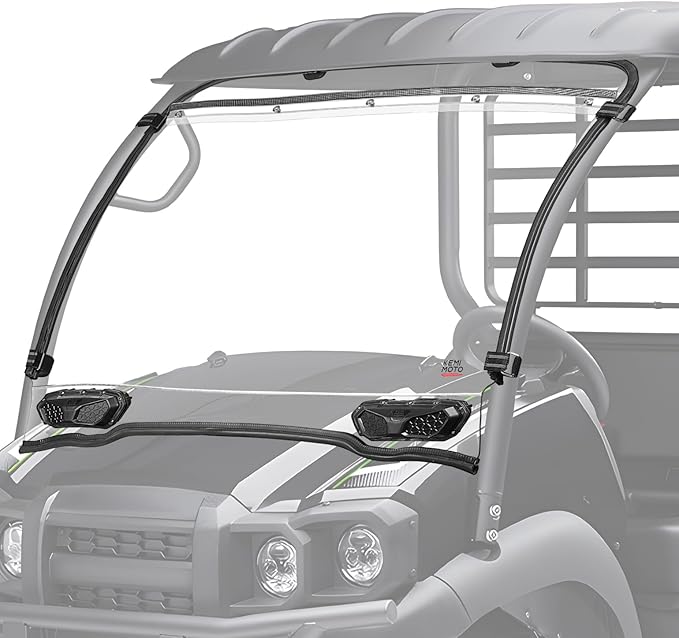 KEMIMOTO Vented Windshield Compatible with Kawasaki Mule SX SE XC LE 2017+, Scratch Resistant 1/4" Thick Polycarbonate Hard Coated UTV Front Windscreen