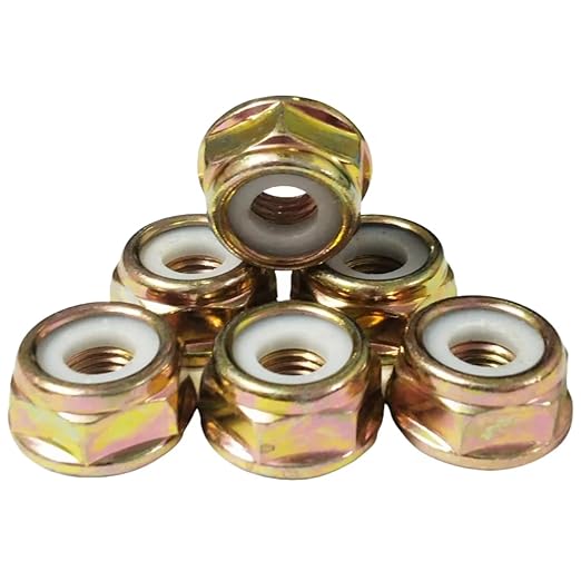 Blade nut, M10 * 1.25 Left-Hand Threaded Flange nut Replacement Part, Used for Lawn Mower Cutting Machine Trimmer Accessories（6 PCS）