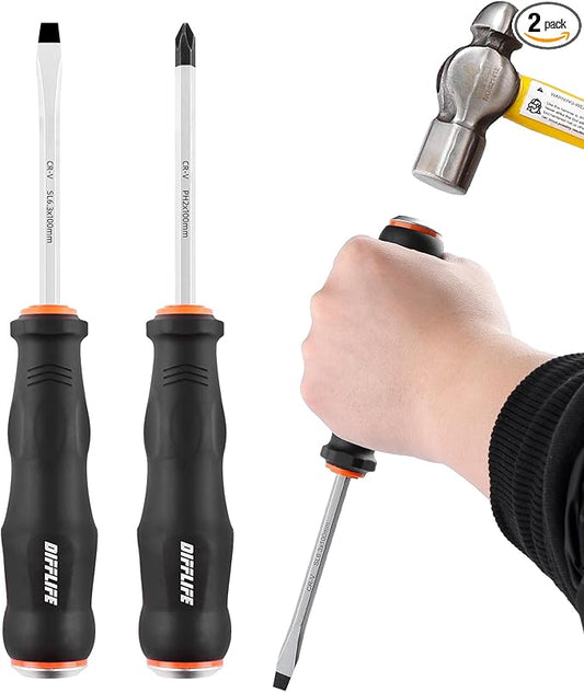 Heavy Duty Screwdriver Sets Screwdriver Kit 2-Piece, Professional Cushion Grip Insulated Magnetic Tip Electrician Screwdriver Kits (2-Piece)