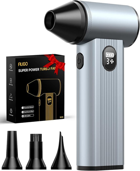 Compressed Air Duster with150,000RPM Brushless Motor, 8000mAh Battery, LED Light, 4-Gear Adjustable Electric Air Blower for Home, Car, Computer, Outdoor