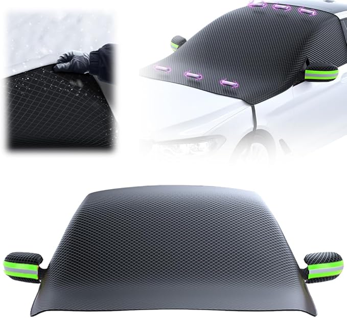 All Seasons Sunshade Ice Cover, 2025 New Magnetic Car Windscreen Cover, Heavy Duty Automotive Windshield Cover for SUV and Sedan (1 * Green)