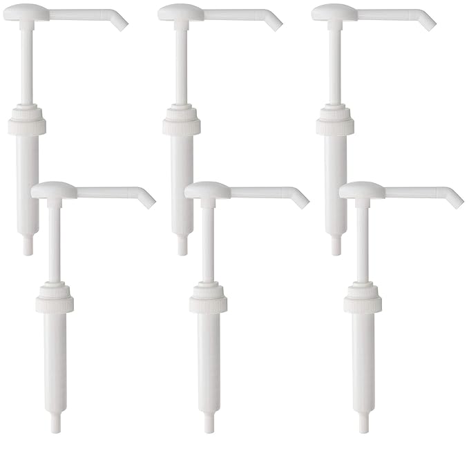 Heavy Duty Anti Drip Replacement Gallon Pump Dispensers, Suitable for Shampoo, Conditioner, Paint and Condiments, 6 Pieces, Includes 6 Five Inch Tube