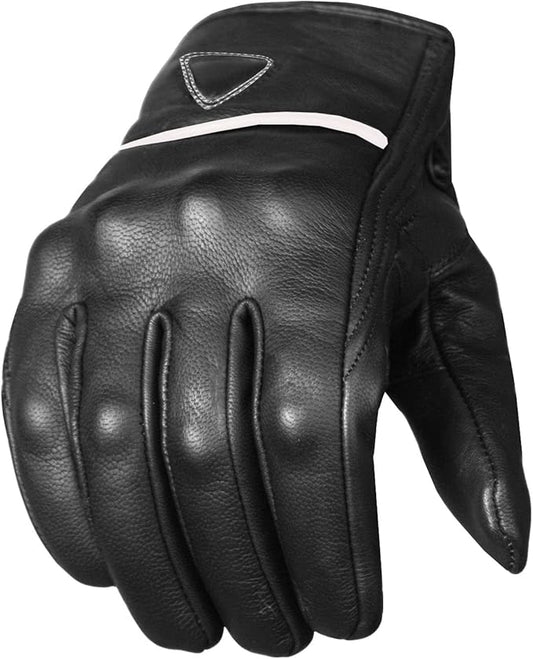 Jackets 4 Bikes Motorcycle Gloves - Premium Leather for Men Women, Touchscreen, Non-Slip, Motorbike Cruiser Street Biker Protector Glove