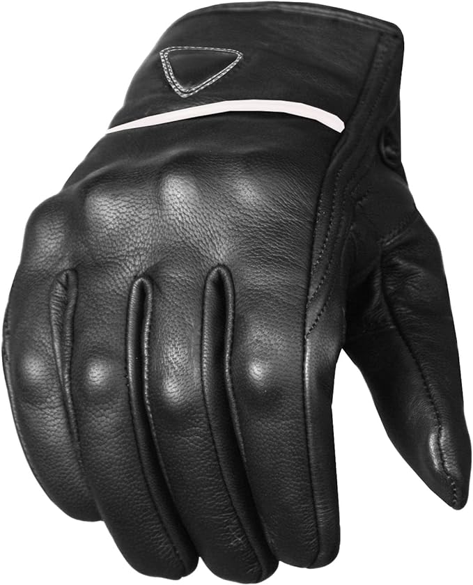 Jackets 4 Bikes Motorcycle Gloves - Premium Leather for Men Women, Touchscreen, Non-Slip, Motorbike Cruiser Street Biker Protector Glove