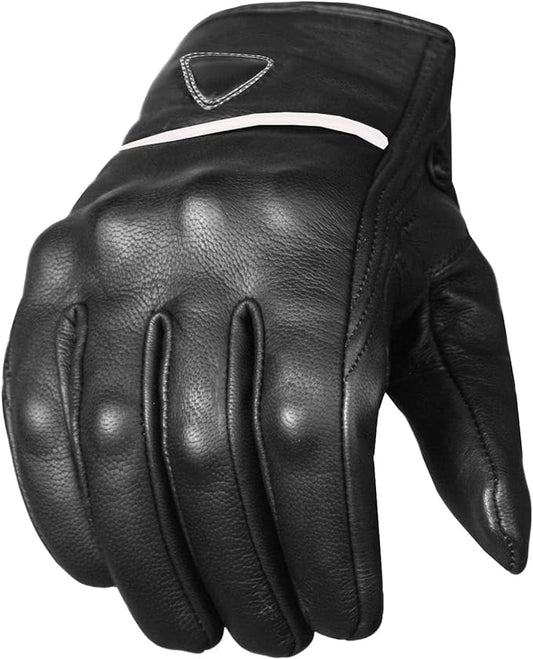 Jackets 4 Bikes Motorcycle Gloves - Premium Leather for Men Women, Touchscreen, Non-Slip, Motorbike Cruiser Street Biker Protector Glove